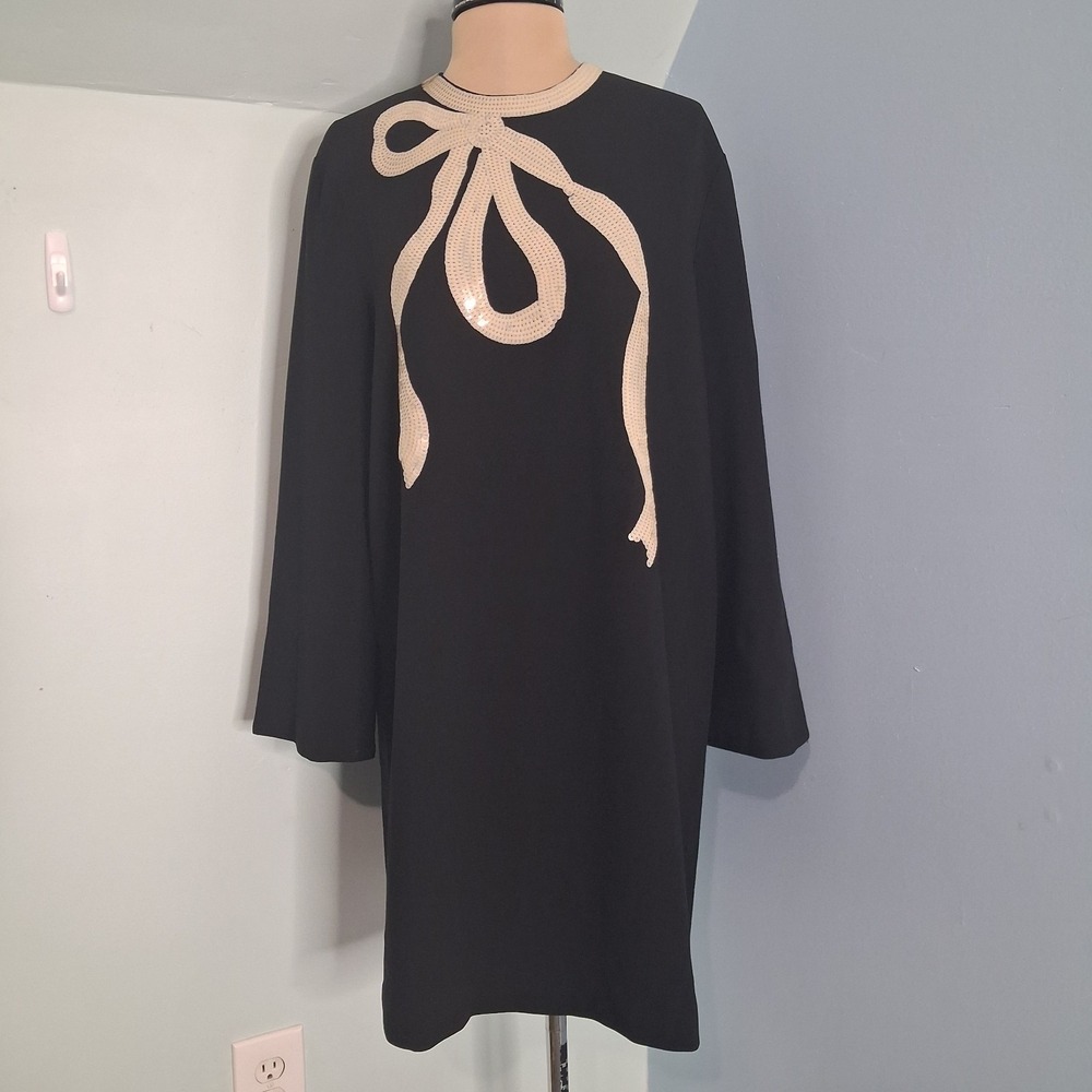 Tuckernuck Black Bow Jamie Long Sleeve Sequins Mini Dress Women's Size M Preppy